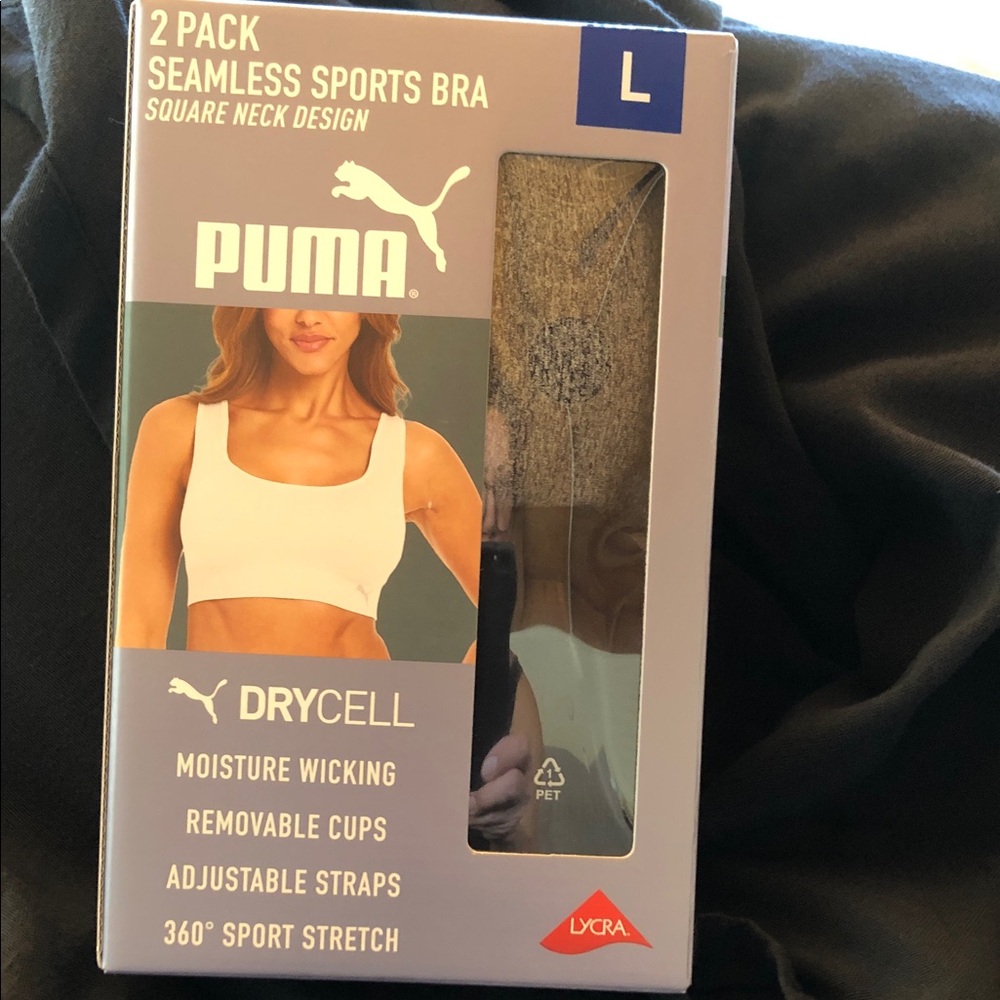 Puma Seamless Sports Bra 2-Pack - Grey and Black - Picture 3 of 5